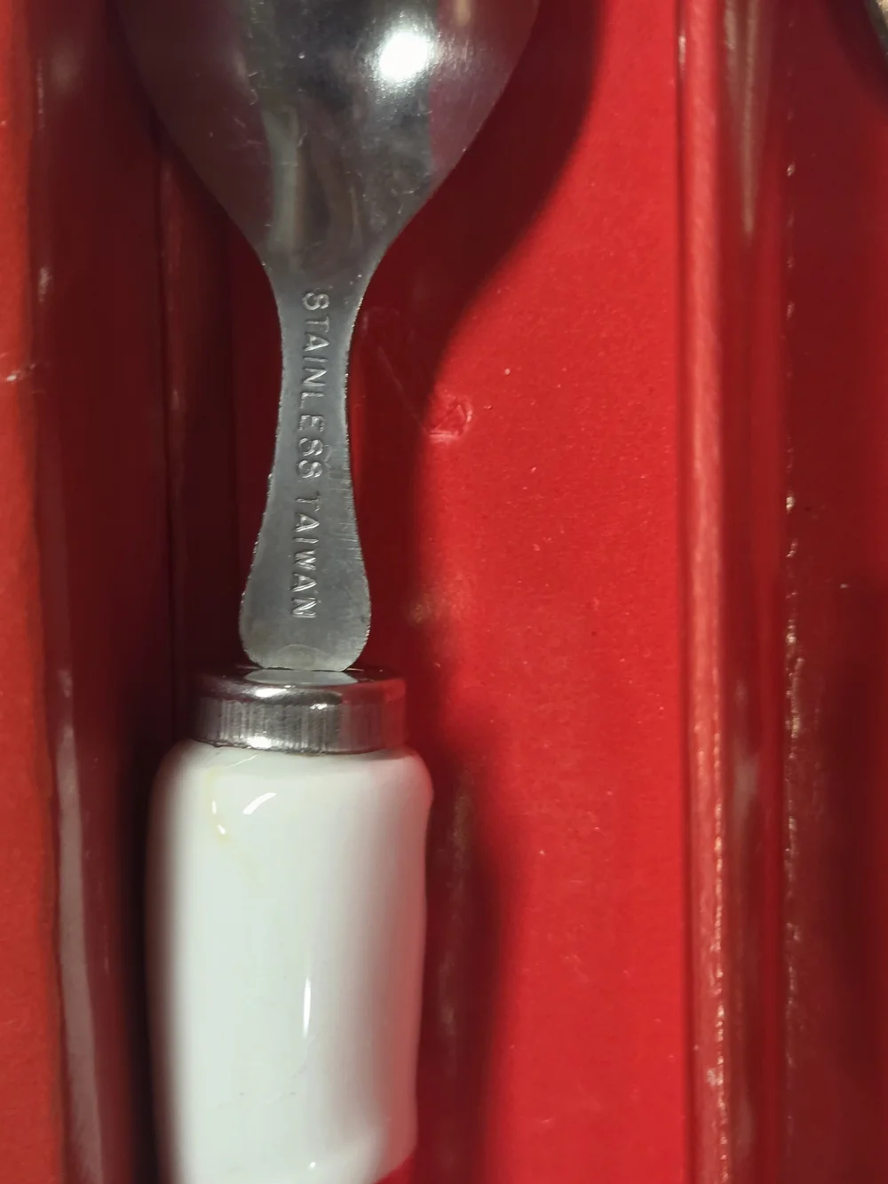 Vintage Christmas Ceramic-Handled Candy Cane Spoons - Red/White - Set of 4